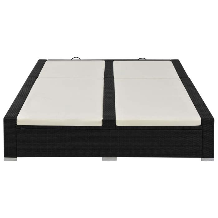 93625& CHIC Chaise longueBains de soleil transat dextérieur double - résine tressée Noir - 202x145x80 cm