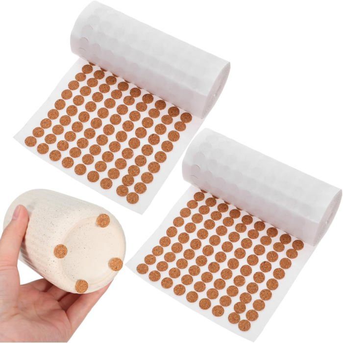 Pastilles autocollantes en liège - VETOBIOL - 2000 pièces - Antidérapant - Protection meubles - Amortisseur de bruit