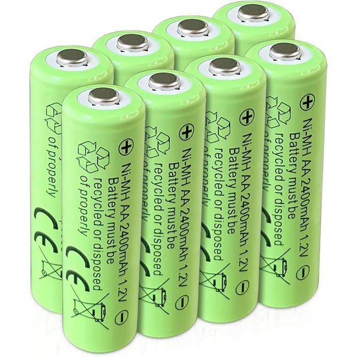 Lot de 8 piles rechargeables Ni-MH AA 1 2 V 2400 mAh pour lampes solaires recharge jusà 1000 fois CHARGEUR DE PILES