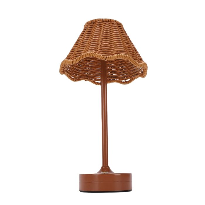 ARAMOX veilleuse en osier ARAMOX Lampe de table en rotin Lampe de table LED vintage en rotin 3 couleurs sans luminaire poser Brun