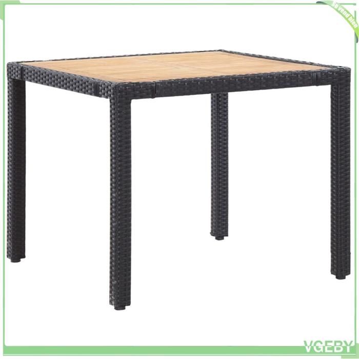 Salon de jardin 5 pcs - FAFEICY - 46025 - Résine tressée noir & naturel - Table 90x90 cm - 4 places avec coussins