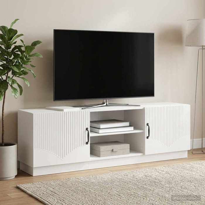 vidaXL Meuble TV Blanc brillant 150 x 31 x 47 cm Bois dingénierie 895379