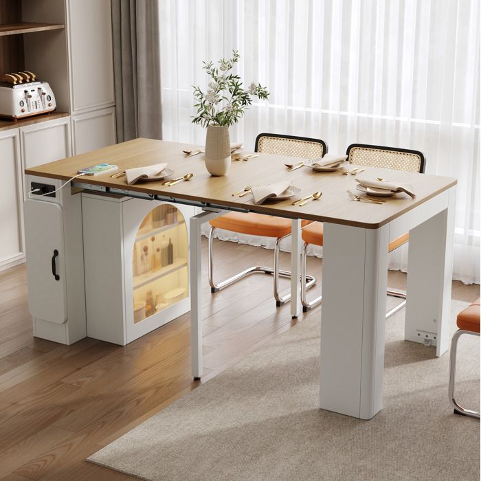 HOMVRA Table de Cuisine Extensible 83x39.6~79.6~119.6~149.6x77 cm avec Roulettes MDF Blanc et Naturel