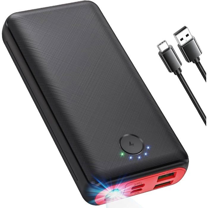Batterie Externe 27000mAh 22 5W PD20W USB-C Charge Rapide avec Lampe Torche Compatible iPhone Samsung Huawei iPad