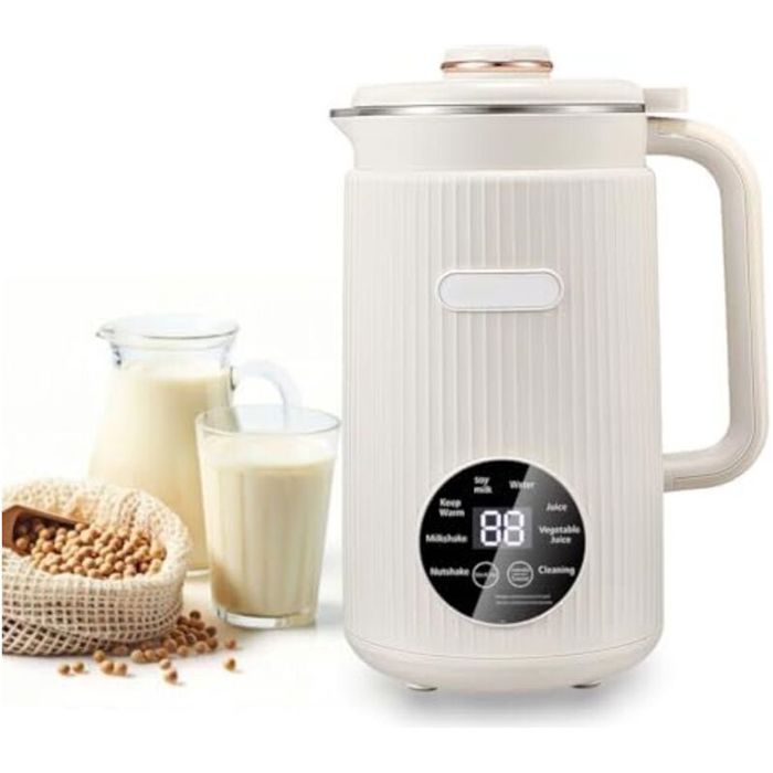 Machine à lait végétal automatique - Fonction autonettoyage et maintien au chaud 12 lames en acier inoxydable - Blanc