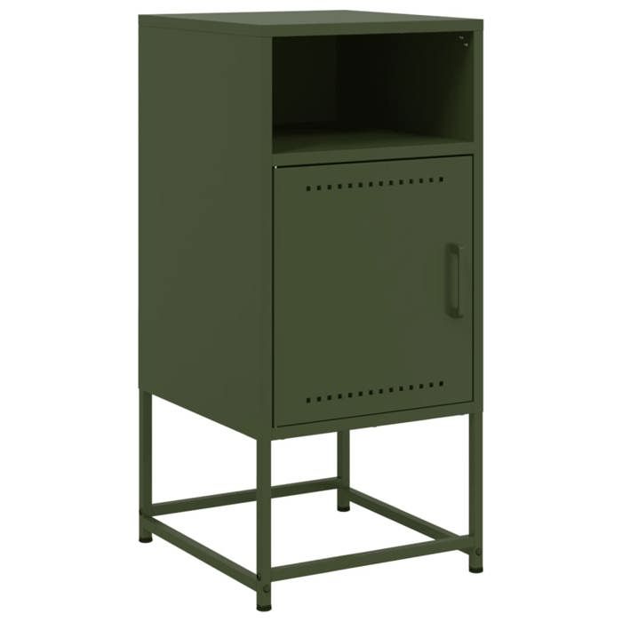 Tables de lit Moderne CHIC 2 pcs Armoires de chevet - Pour chambre - vert olive 36x39x78 cm acier CC1552