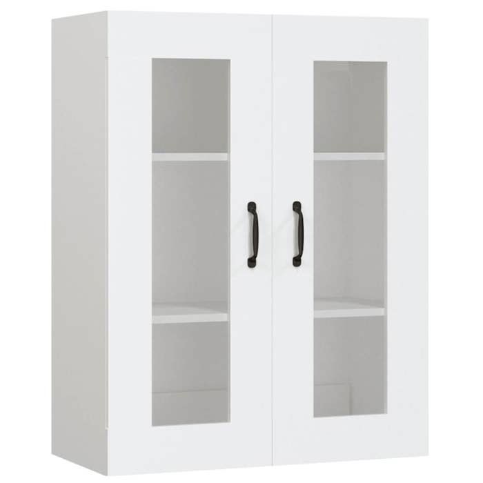 Armoire Murale Suspendue Blanc 695 x 34 x 90 cm en bois dingénierie et verre avec porte vitrée pour exposer la vaisselle FR595475