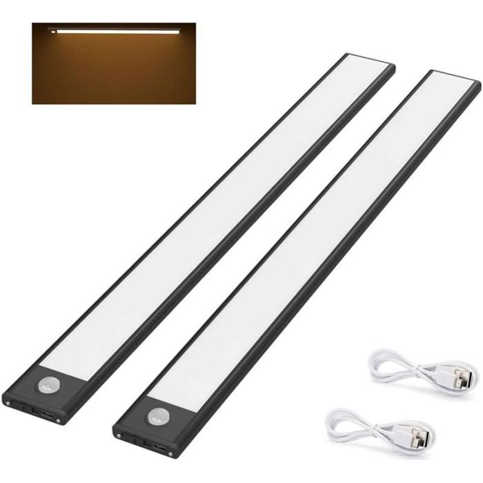 Lampe Placard LED - KeJi® - Détecteur Mouvement-Rechargeable USB-40cm 170LM Blanc Chaud 3000K