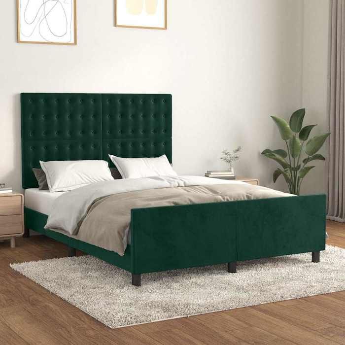 Stable&robuste Cadre de lit sans matelas vert foncé 140x190 cm velours avec manuel de montage &01_14164