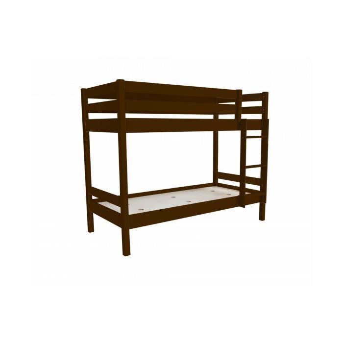 lit superposé abc avec échelle droite bois - couleur - wenge - bois massif - marron - enfant
