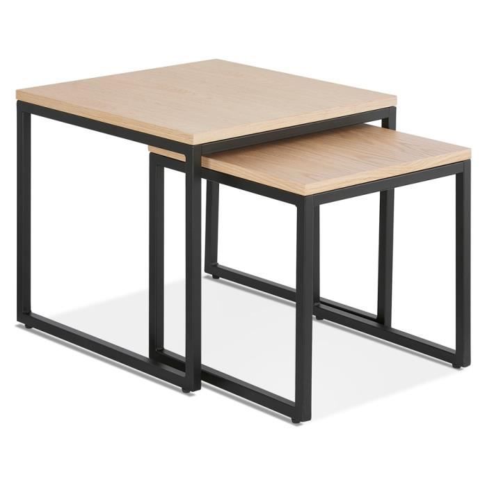 tables gigognes industrielles moma - alter ego - bois naturel et métal noir - design contemporain