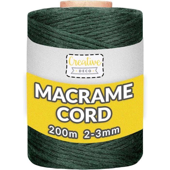 Corde Macramé Creative Deco 3mm X 200m - Rose Pastel - Coton Et Polyester - Pour DIY, Décoration, Emballage