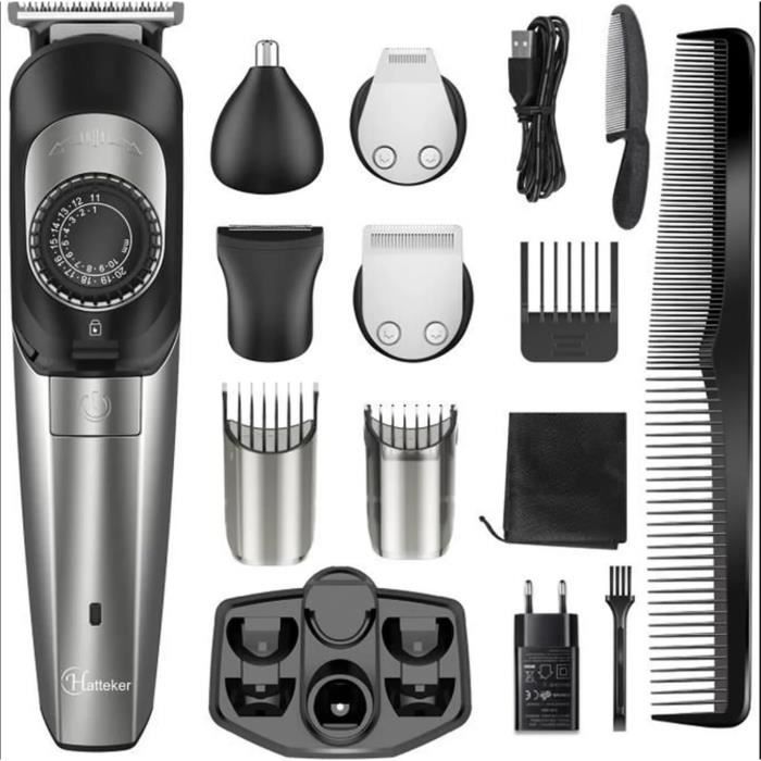HATTEKER  Tondeuses Cheveux et Pr&eacute;cision pour Hommes Tondeuse Barbe Sans Fil Or 3en1 
