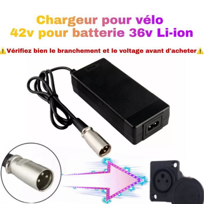Chargeur Batterie 3-Pin pour 36V LI-ION Vélo Électrique