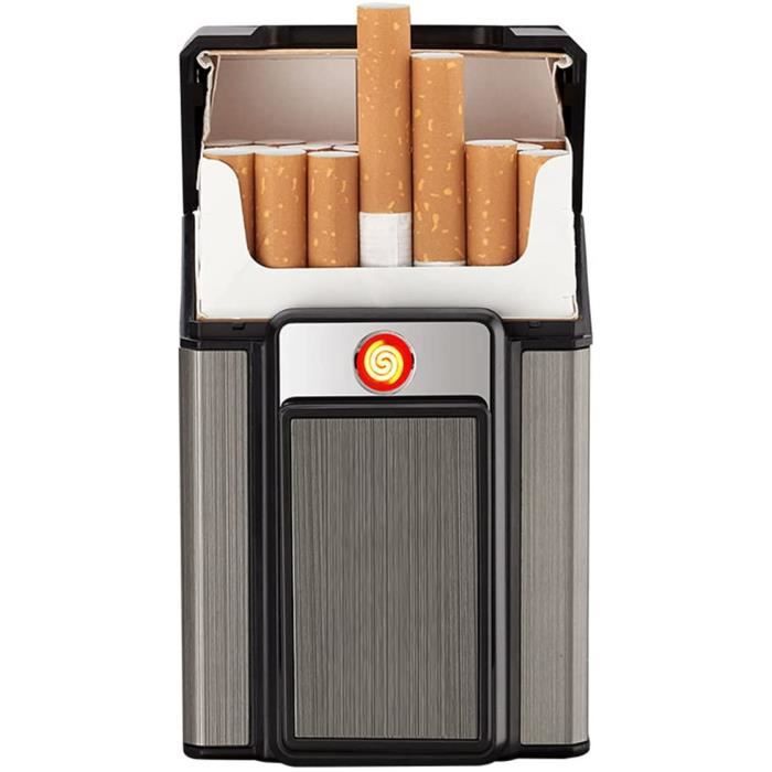 Étui portable pour 20 cigarettes avec briquet rechargeable USBgreen