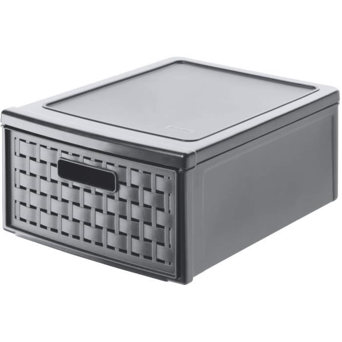 Hummelladen Boîte à Tiroirs DIN A4 3 Tiroirs - Organiseur Bureau Plastique Transparent EasyPull Noir