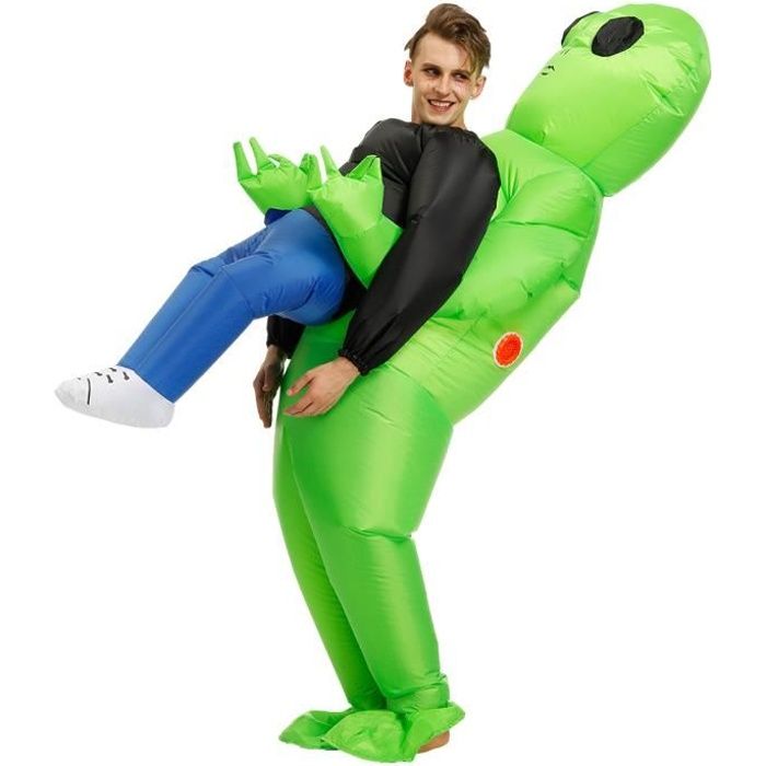 Costume Gonflable Alien Accessoires Rigolos Halloween Party pour Adulte(150-190CM) - Vert