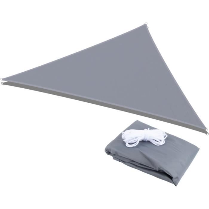 Voile D'ombrage Triangulaire AKTIVE 360x360x360 Cm - Polyester 160 G/m² Gris Anthracite, 4 Cordes Incluses, Pour Terrasse, Jardin, Patio