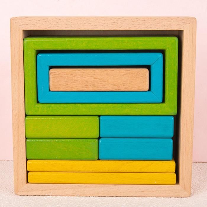 Puzzle géométrique empilable en bois pour enfants