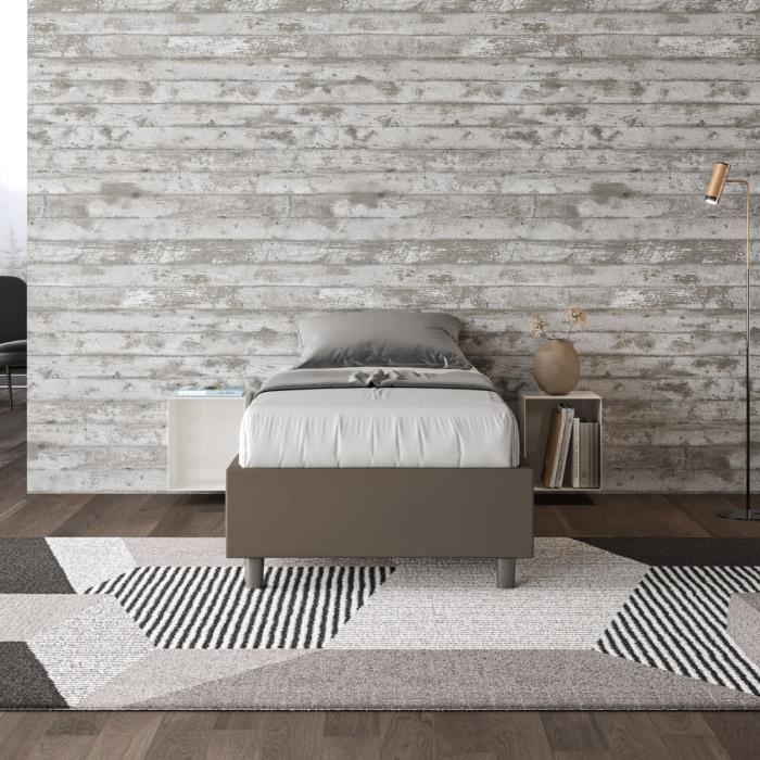 Cadre de lit coffre 1 place Azelia 80x190 - Blanc - Marron