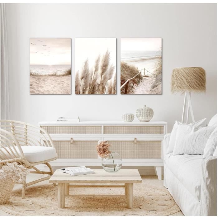 Impression sur toile Tableaux Decoration murale Boho Pampasgras Plage ...