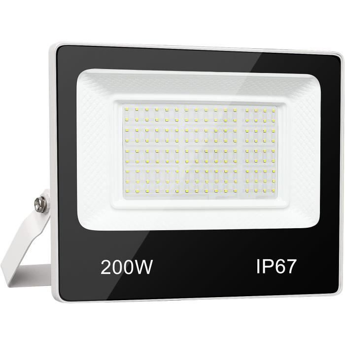 Onforu Lot De 2 Projecteurs LED Extérieur 200W – 18 000 Lm, Lumière Du Jour 6500K, Indice D'étanchéité IP66, Blanc