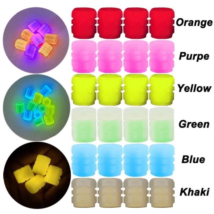 Bouchon Fluorescent Pour Pneu Lot De 8 Bouchons De Valve Fluorescents - Bleu Et Vert - Pour Voiture, Moto, Vélo - Décoration Pratique Bouchons Valve Universels