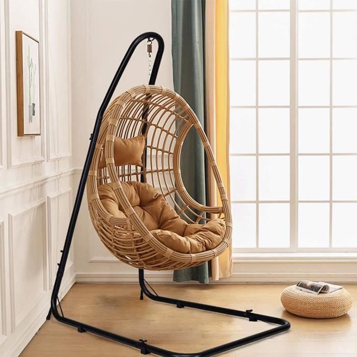 MixMest! Support de Hamac en Fer pour Accrocher Balancelle et Chaises Suspendues - Noir - Hauteur Réglable 200 - 250 CM