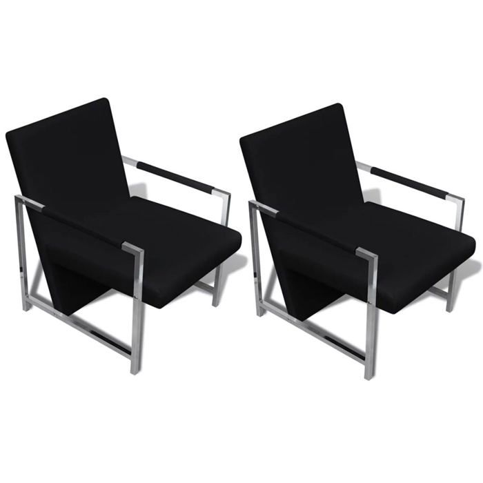 Fauteuil chaise siège lounge design club sofa salon 2 pcs avec cadre chromé cuir synthétique