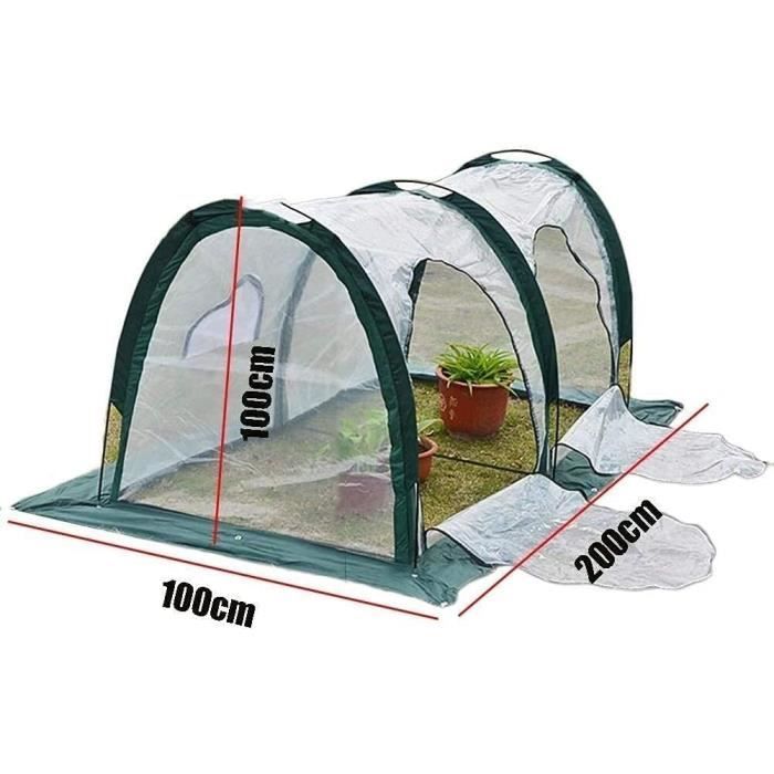 Mini Serre Tunnel De Jardin Outsunny 3x1x0.8m - Bâche PE Anti-UV, 3 Fenêtres Zip, Acier - Pour Tomates, Légumes - 3