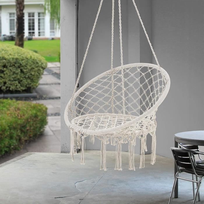 Siège Rond Hamac Chaise Suspendue à Franges Jusqu'à 100 kg avec 4 ...