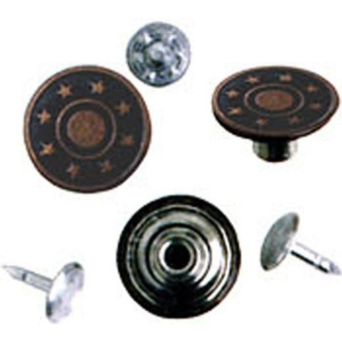 6 boutons jeans 17mm couleur bronze.