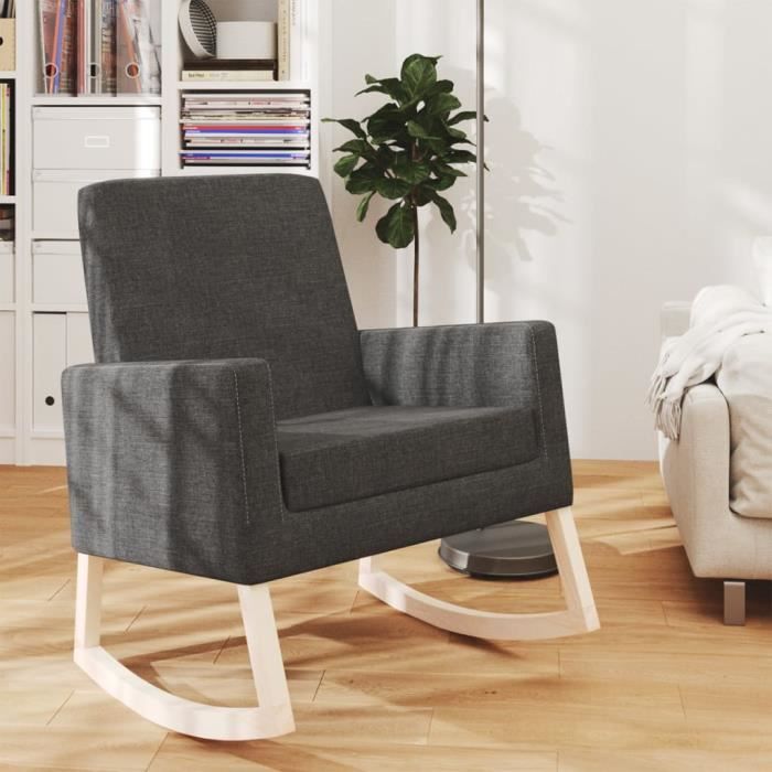 fauteuil à bascule-chaise tv de salon - contemporain - gris foncé tissu - best-home