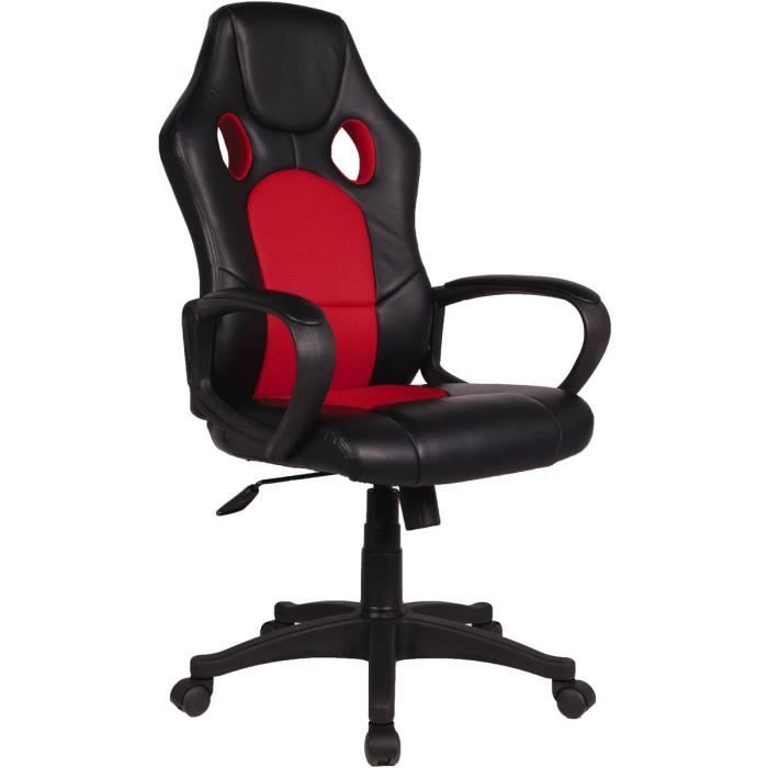 fauteuil de bureau à roulettes "futur" - noir-rouge
