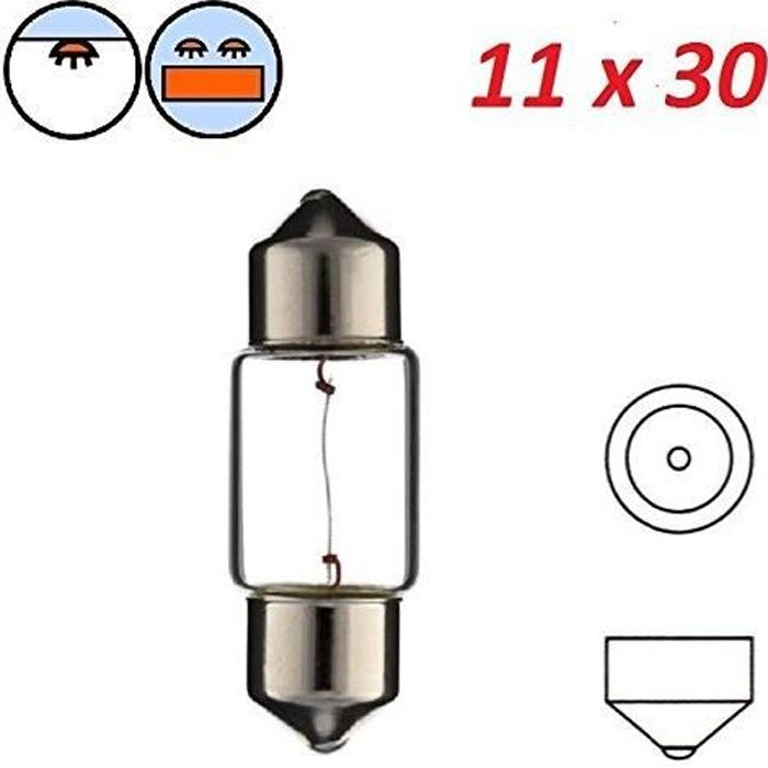 AMPOULE NAVETTE 12V 8W SV8.5 11 x 30 FEU ARRIERE STOP CLIGNOTANT PLAQUE D' IMMATRICULATION PLAFOND INTERIEUR LAMPE VOYANT TABLEAU DE - Cdiscount Auto