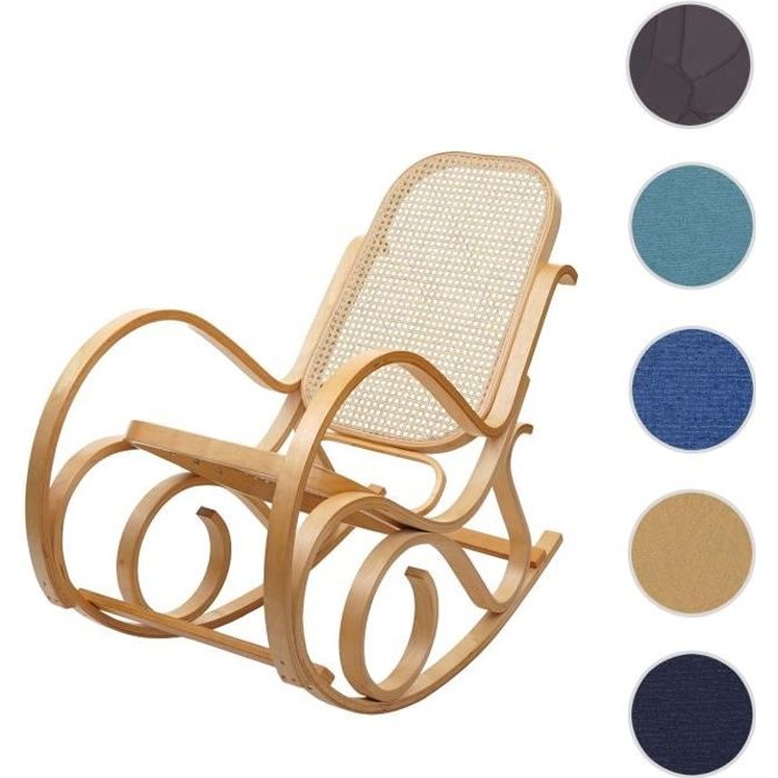 fauteuil à bascule m41 - rotin en bois massif - aspect chêne