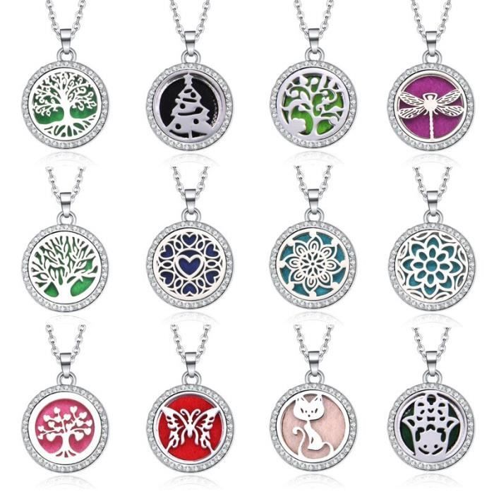 Collier Aromathérapie Homme Holibanna - 2 Pendentifs Huiles Essentielles - Acier Inoxydable - Cadeau Détente
