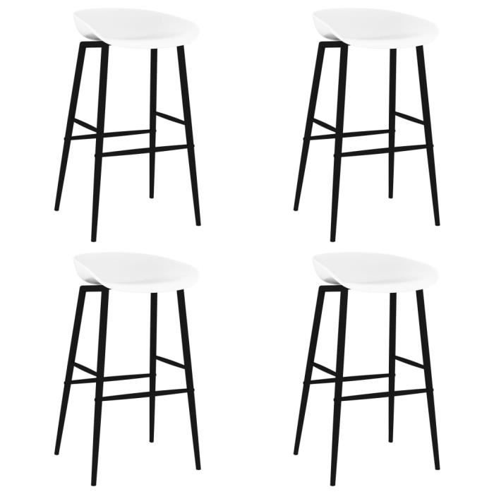 mone lot de 4 chaises de bar style contemporain - tabourets de bar fauteuil de bar blanc 95294