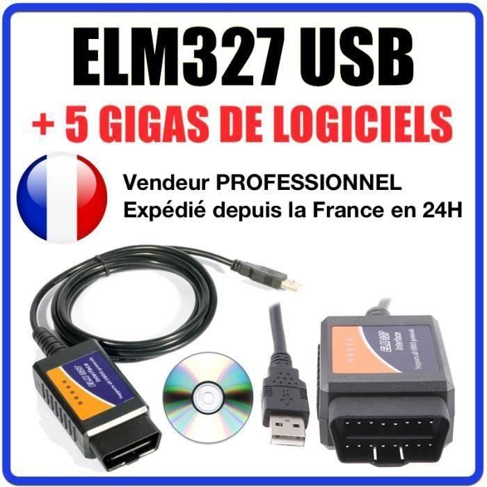 Interface diagnostique ELM 327 USB obd2 + LOGICIELS diagnostic obd OBDII elm327 by Mister Diagnostic®