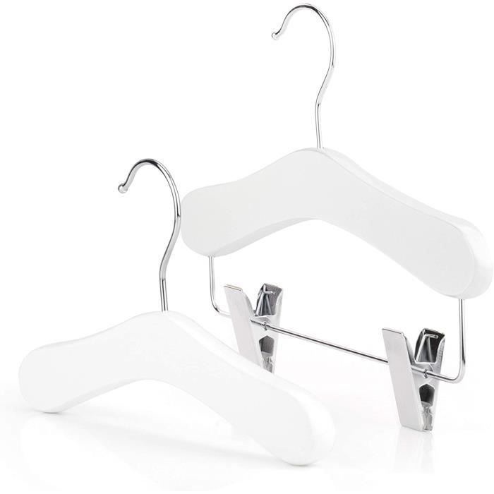 Ensemble De 12 Cintres En Bois Blanc Pour Bebe 25cm 240 Cdiscount Maison