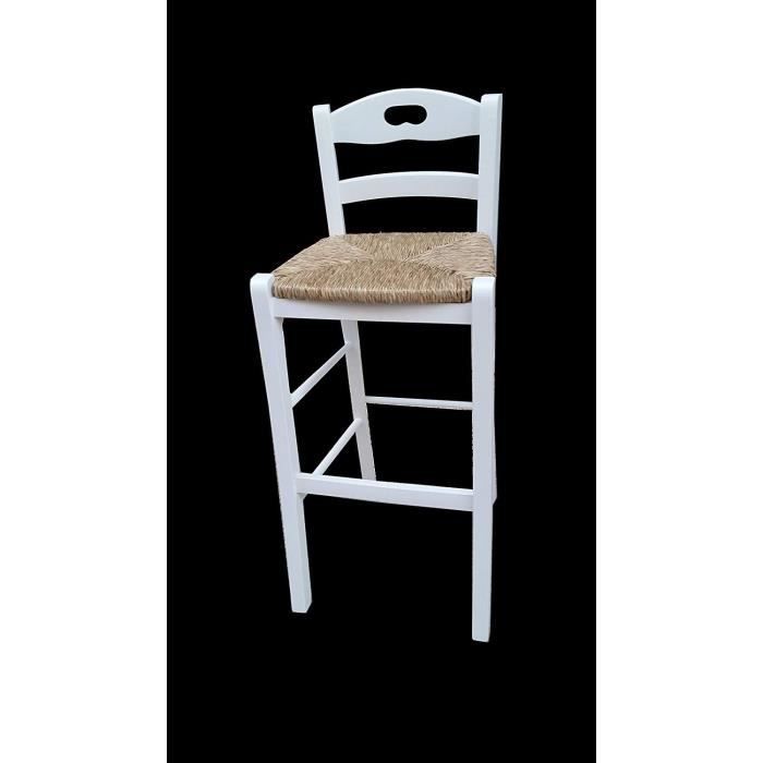 Tabouret SNACK - Blanc - Paille - H66 - H87