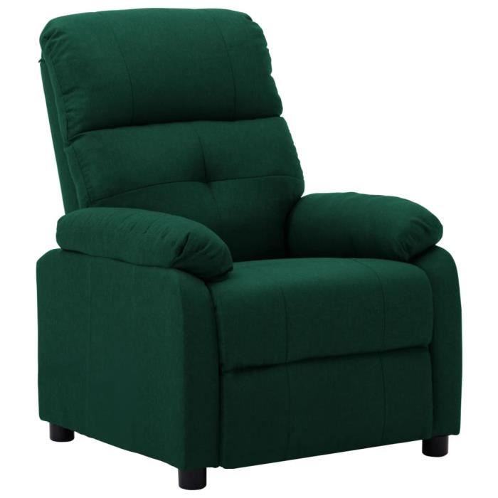 BEST HOME - CHIC Chaise Salon - Fauteuil inclinable Vert foncé Tissu Luxe & glamour FR1818
