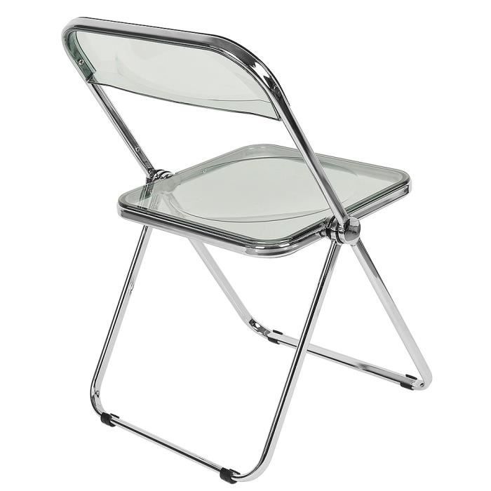 Chaise pliante en acrylique avec dossier (gris) - Bureau à manger décontracté - Maison
