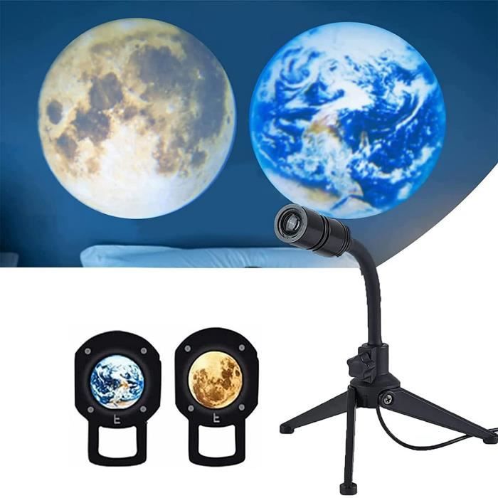 Lampe à Projection Lune Et étoiles - Luminaire Décoratif LED Avec Batterie - Nuit Et Décoration
