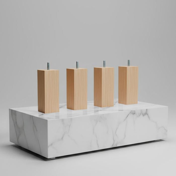 Pied de lit carré bois 20 cm - Blanc Pied de lit carré bois 20 cm - Blanc