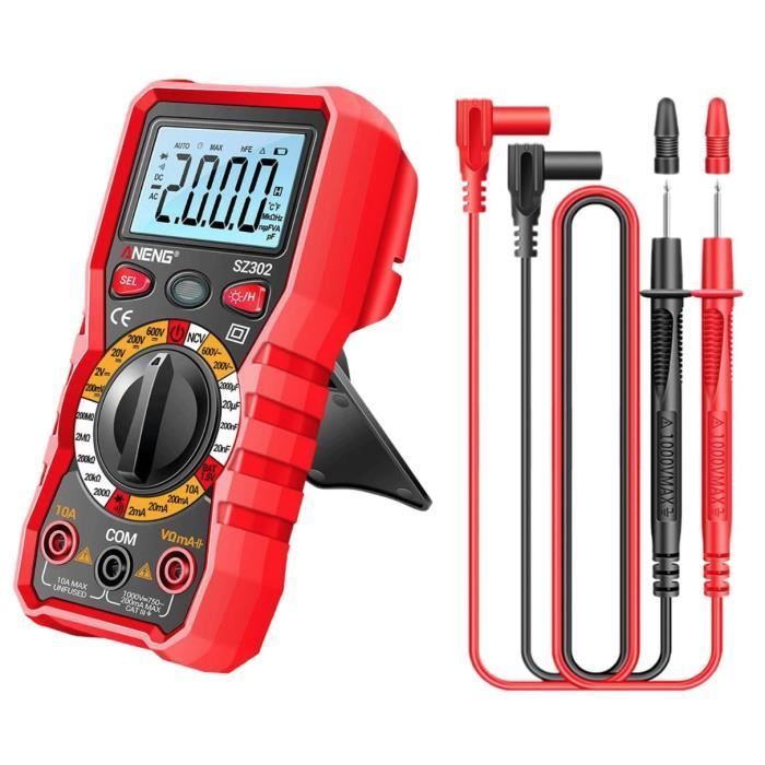 Multimètre Numérique Professionnel - Testeur Tension AC/DC, Résistance, Continuité - Portable Et Précis