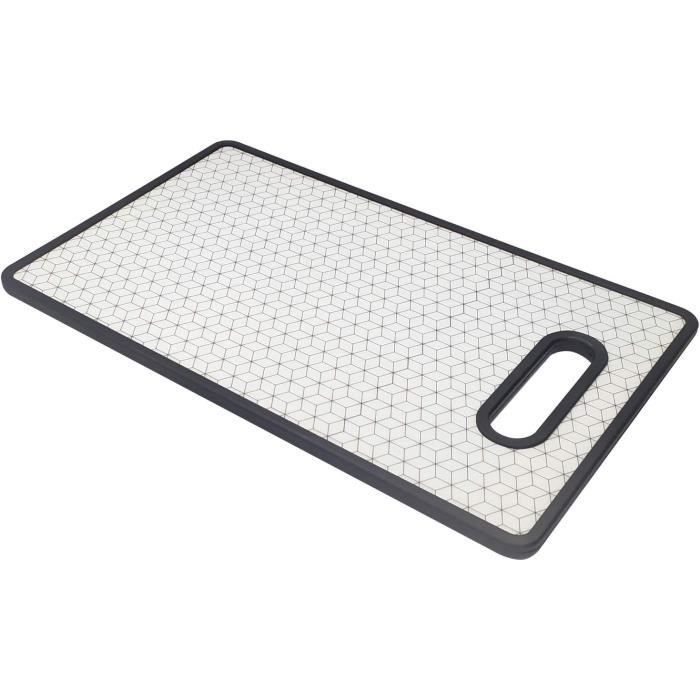 Planche à Découper En Verre Blanc 30x20 Cm - HH-CB225, Facile à Nettoyer, Protège Les Couteaux