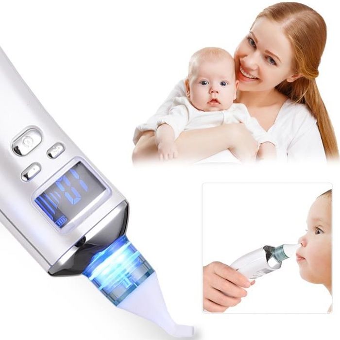 Électrique Nettoyeur de Nez Aspirateur Nasal Nettoyant Pores Points Noirs avec 6 Vitesses Réglables et 2 buses à morve réutilisables Bebe Aspirateur Nasal Électrique
