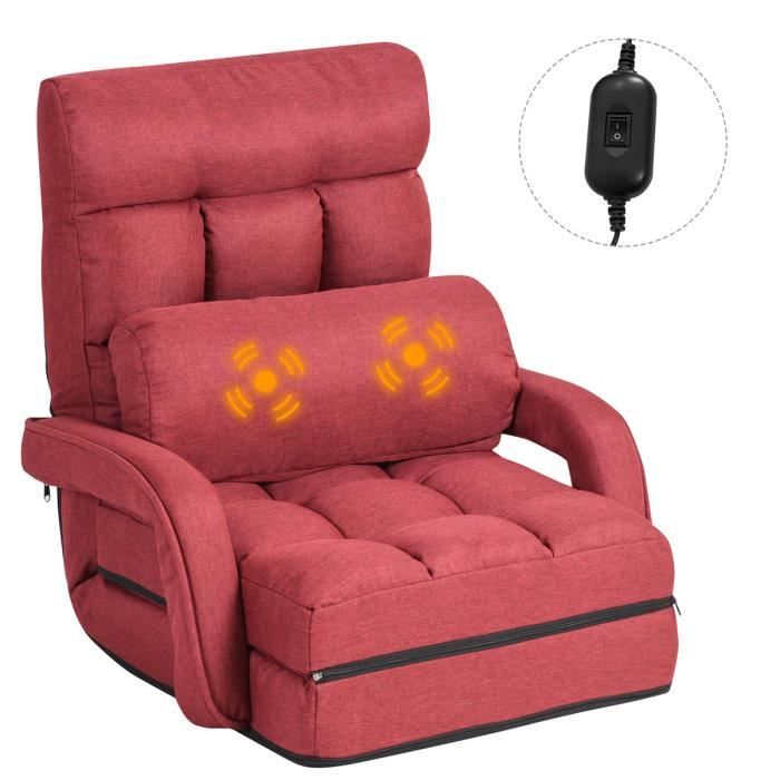 Costway Fauteuil Chauffeuse Convertible Oreiller Avec Fonction De Massage Canape Lit Convertible 1 Place 5 Positions Disponibles Cdiscount Maison