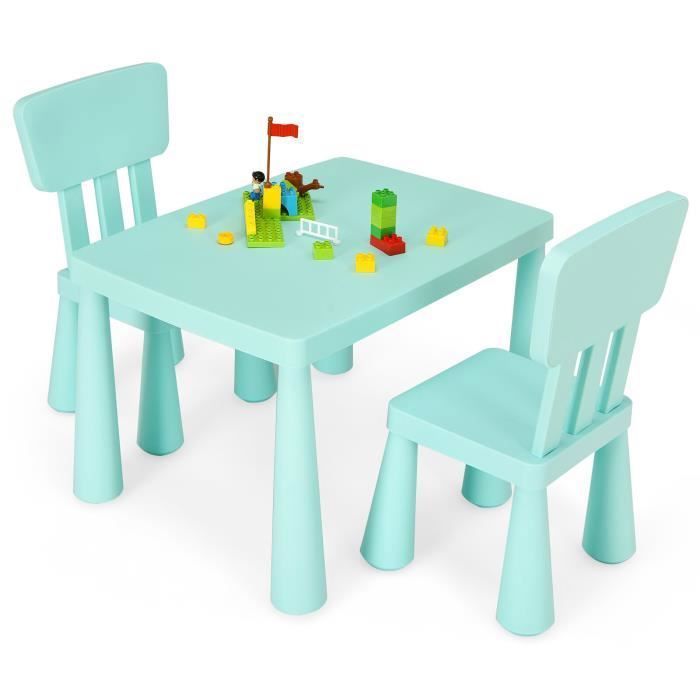 3 Pieces Groupe De Sieges Pour Enfants Table Pour Enfants Avec 2 Chaises Meubles Pour Enfants En Plastique Bleu 88306653